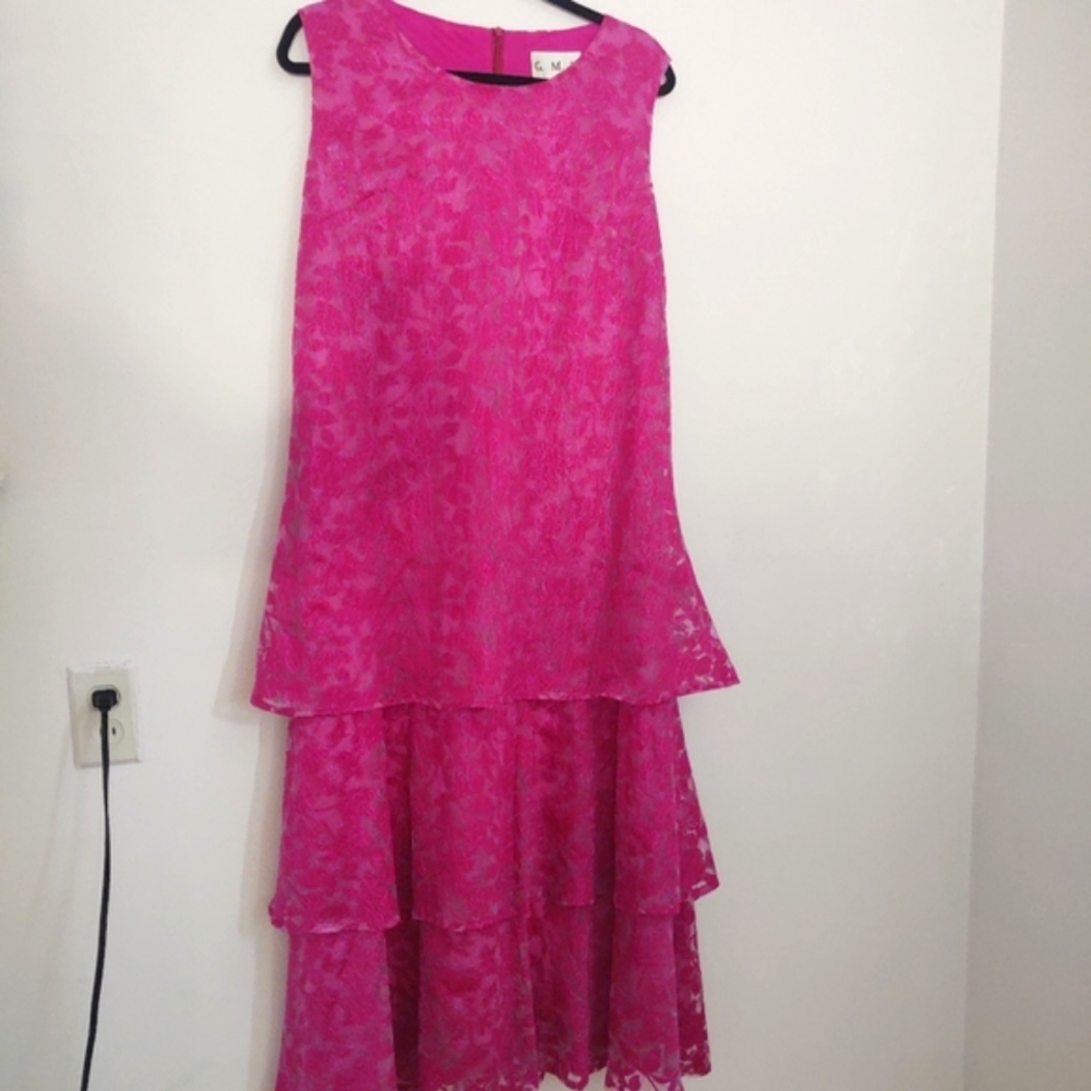❤️Dress 14 Jacquard loose bohemia maxi sleeves sundress fuchsia/pink